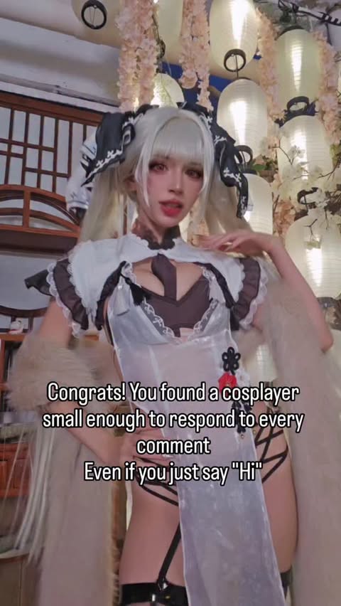Instagram post by @luniie for Uwowo Cosplay. Caption reads: Try me 🫣💕 - cos from @uwowo.cosplay - #cosplay....