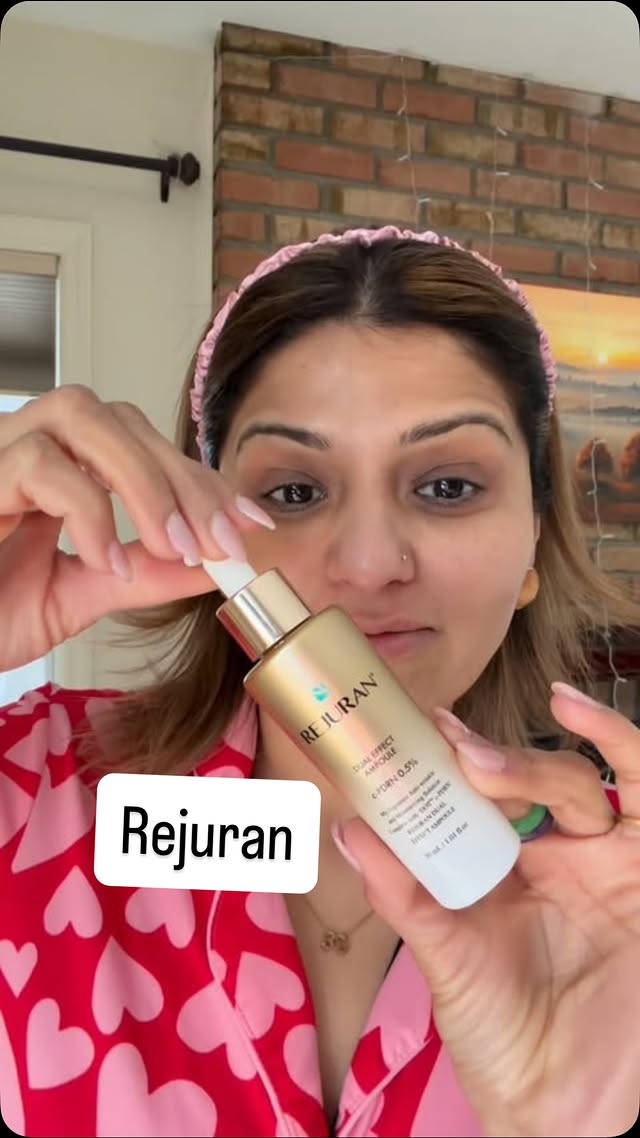 Instagram post by @poojhapatel.official for Rejuran. Caption reads: [...] but powerfully… you just know 💫....