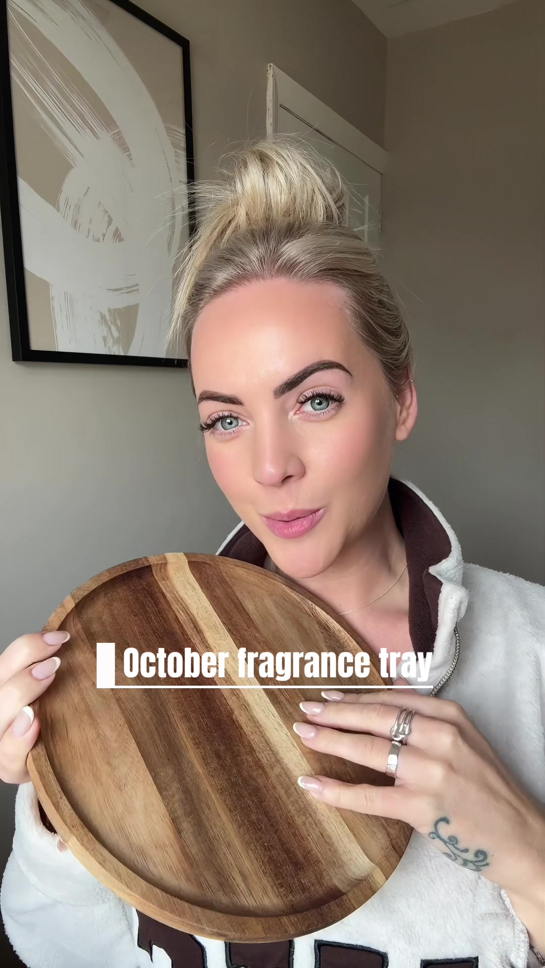 TikTok post by @discoverscenttogether for Le Labo Fragrances. Caption reads: 🍁 October Fragrance Tray 🍁 Seductive Cedrat....
