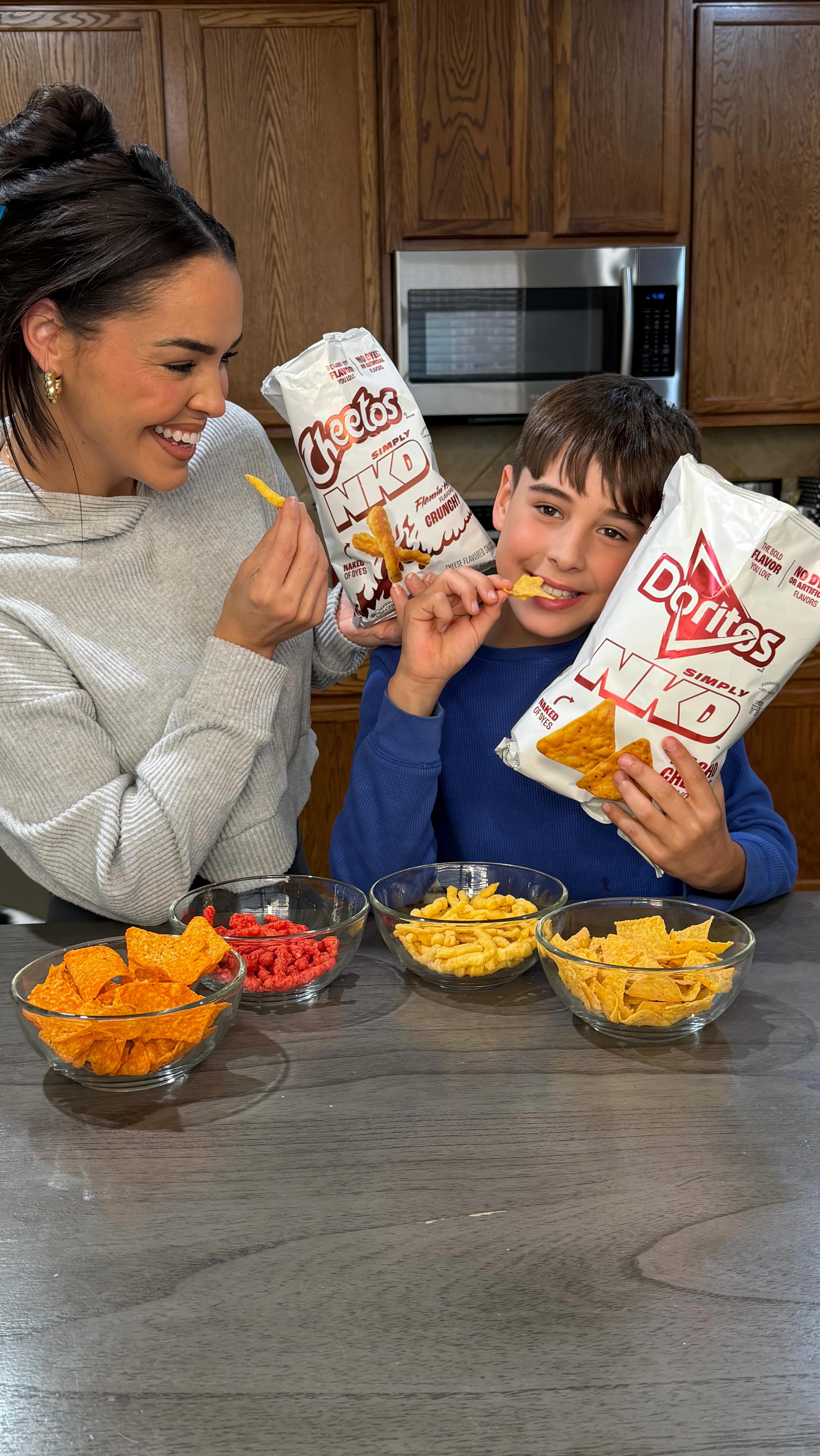 Instagram post by @mrsbrooklynrivera for Cheetos. Caption reads: #ad The NKD chip taste test did not go how I....