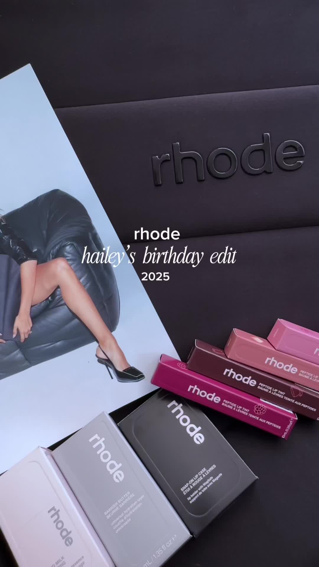 TikTok post by @222katerina for Rhode Skin. Caption reads: [...] collection incominggg 🖤 @rhode skin....