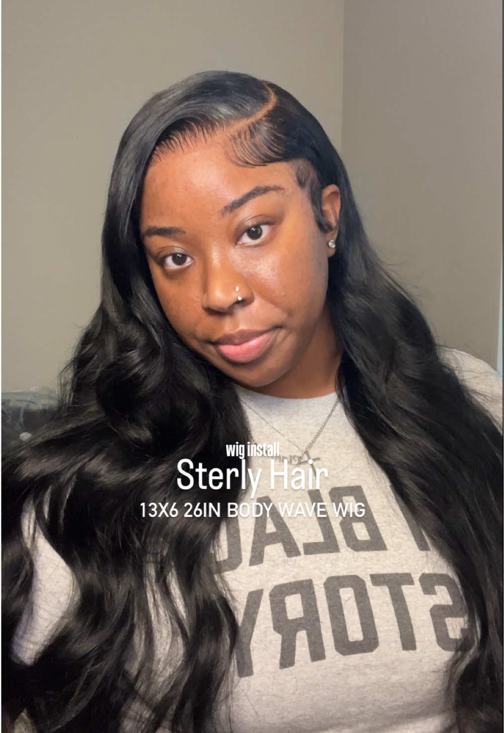 TikTok post by @iamcianaa for Sterly Hair. Caption reads: 13x6 hd lace frontal wig in 26in from @sterlyhair....