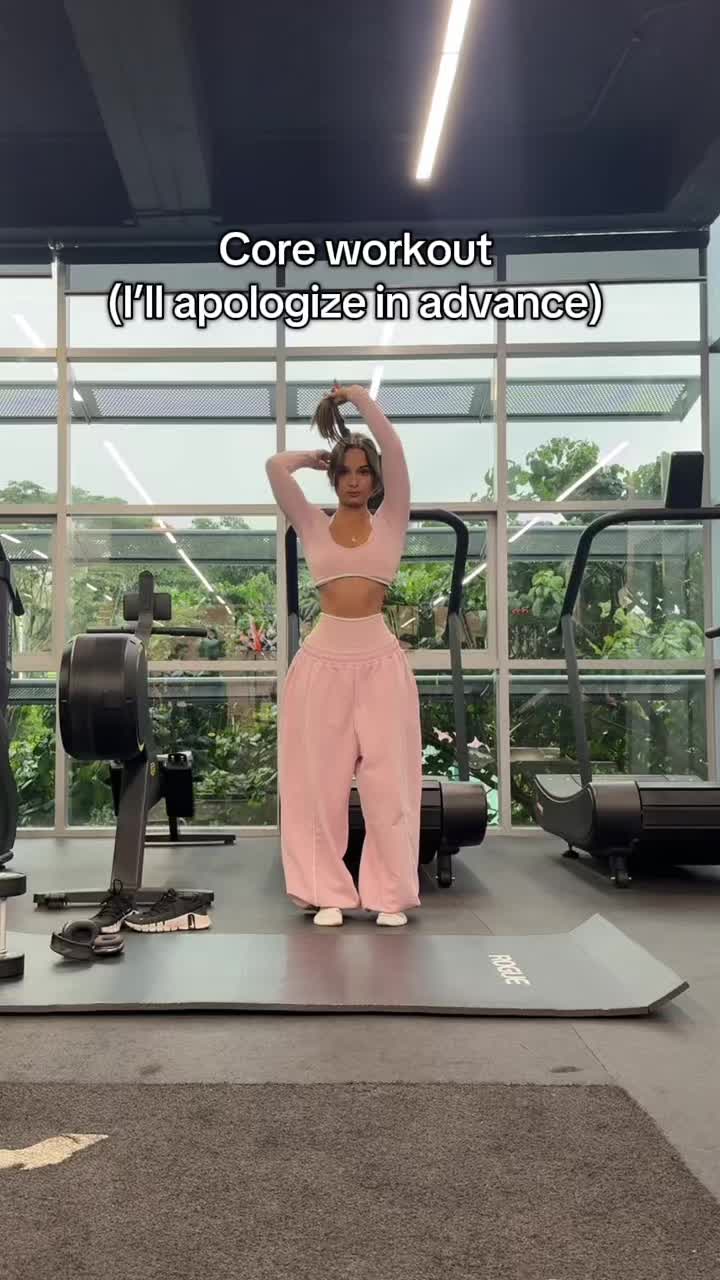 TikTok post by @mariavictoriatg for Teveo. Caption reads: Core workout so intense I’ll have to apologize in....