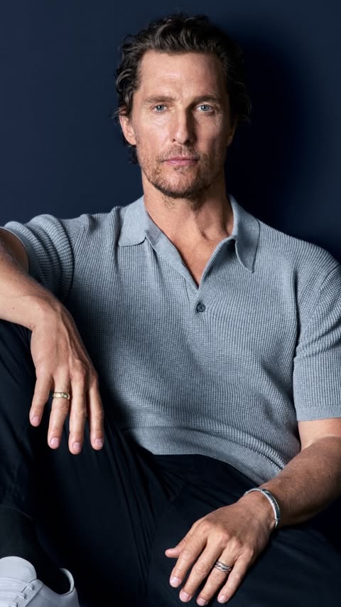 Instagram post by @officiallymcconaughey for Olymp. Caption reads: nothing extra, just right. @olympmen #OLYMP....