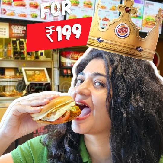 Instagram post by @missjha_greedyguts for BURGER KING. Caption reads: Royal Feast at Burger King! 
Tried the New King's....