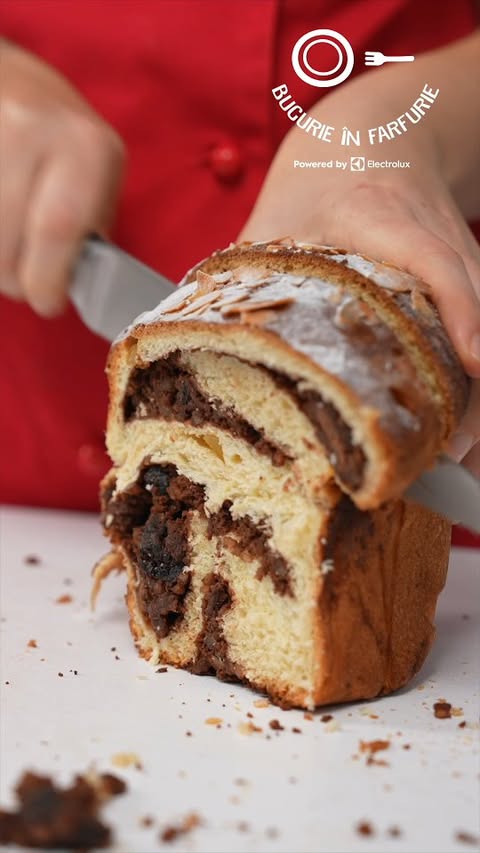 Instagram post by @roxanablenche for Electrolux. Caption reads: Cozonac senzational ❤️ 

#blenchef #knifeface....