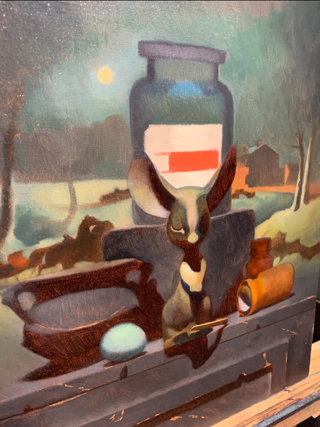 Instagram post by @juliebcreative for Trekell Art Supplies. Caption reads: The first layer of any painting I do when using....