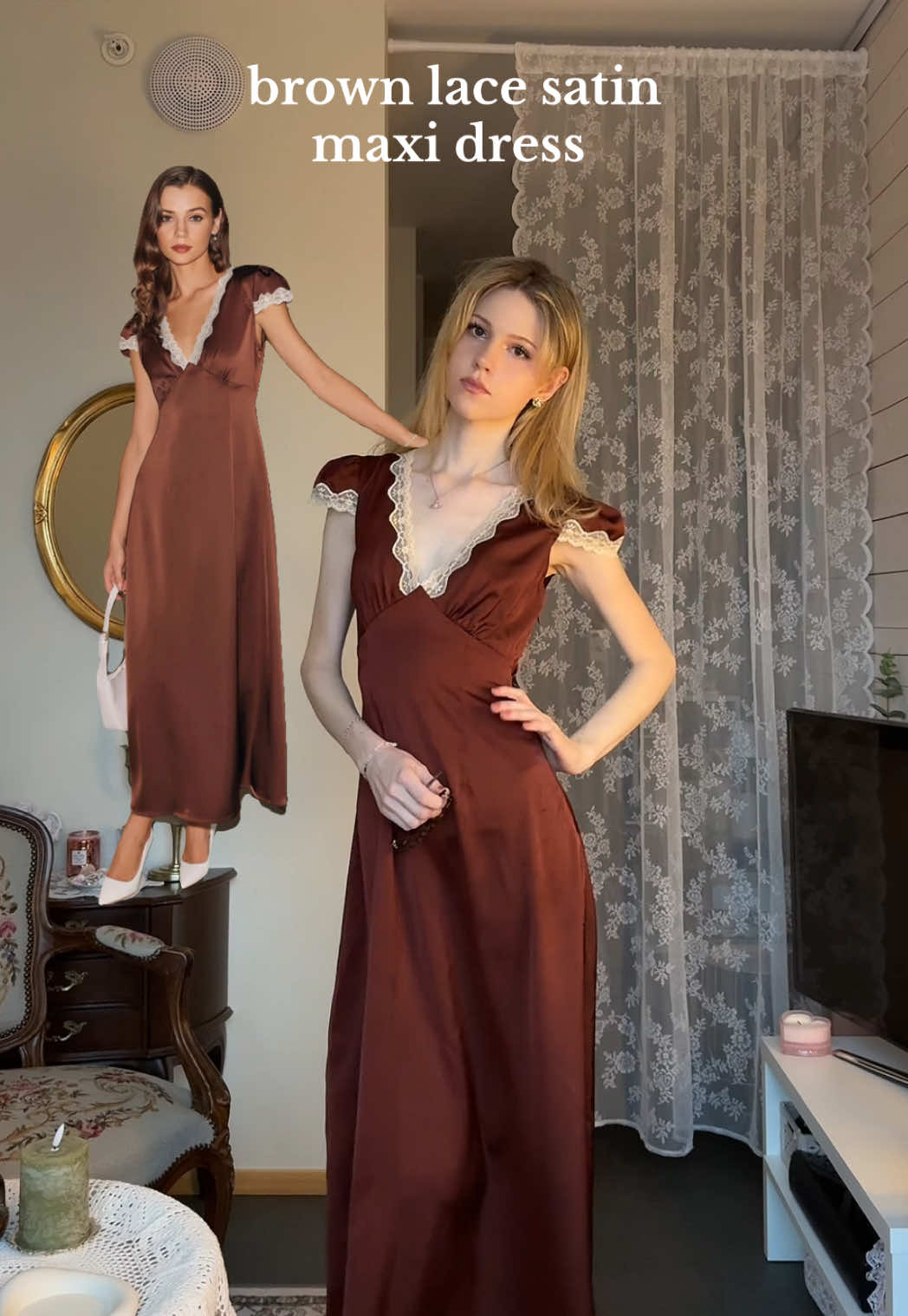 TikTok post by @sweetcoolkaro for Rihoas. Caption reads: dresses from @rihoas_official 🪽get 12% discount....