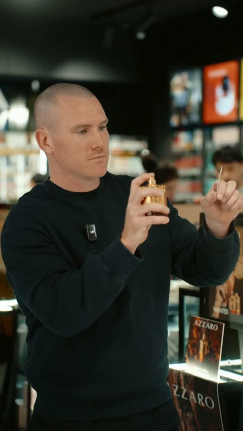 Instagram post by @noseblindfragrance for AZZARO Parfums. Caption reads: Azzaro have taken over @ultrabeautyau, dont miss....