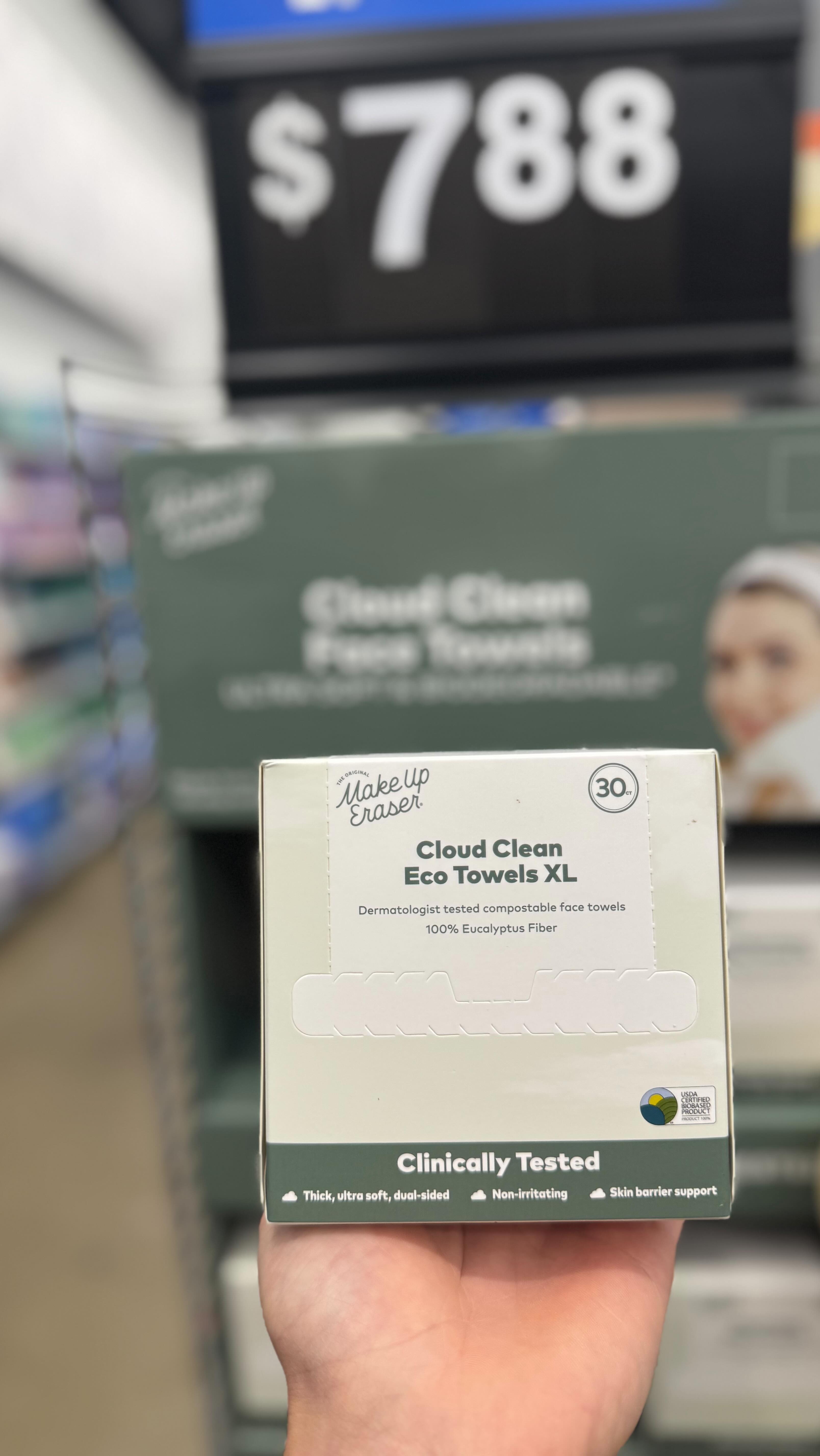 Instagram post by @walmartgems for MakeUp Eraser. Caption reads: Say goodbye to bacteria-filled washcloths 👋🏻....