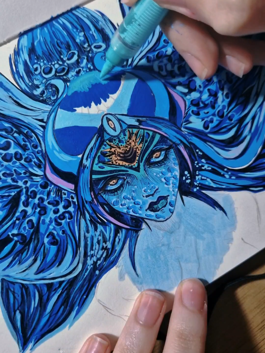 TikTok post by @bluunan_ for Arrtx. Caption reads: I used the new acrylic markers from @Arrtx Art....