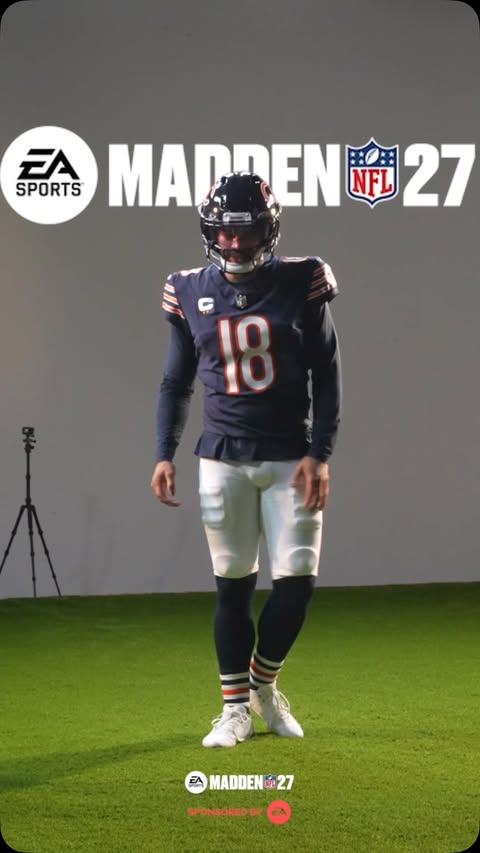 Instagram post by @eli.mack for EA SPORTS Madden NFL 26. Caption reads: I went behind the scenes of the Madden 27 Cover....