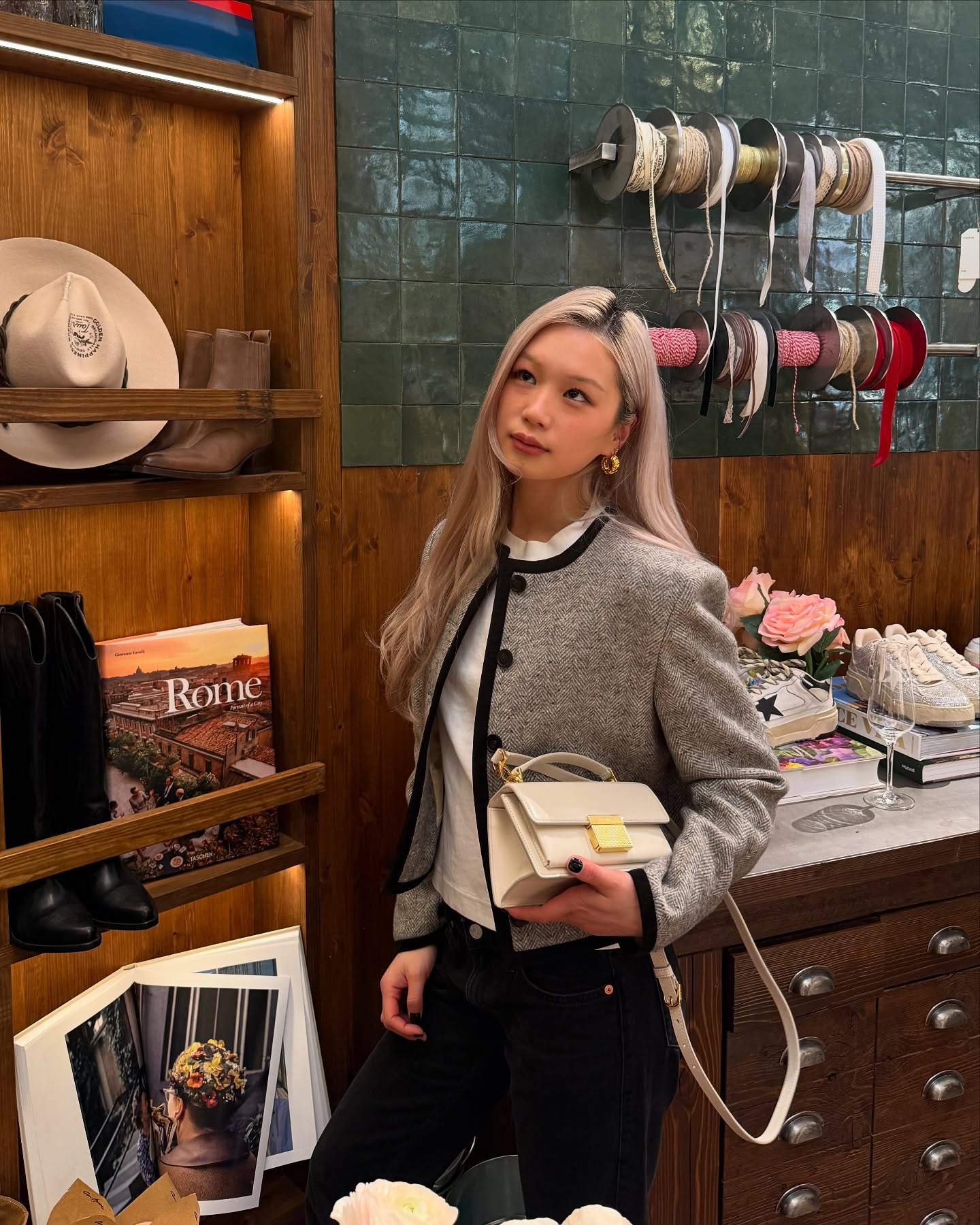 Instagram post by @nuriamaa for Selfridges. Caption reads: AD Arts and crafts with @goldengoose....
