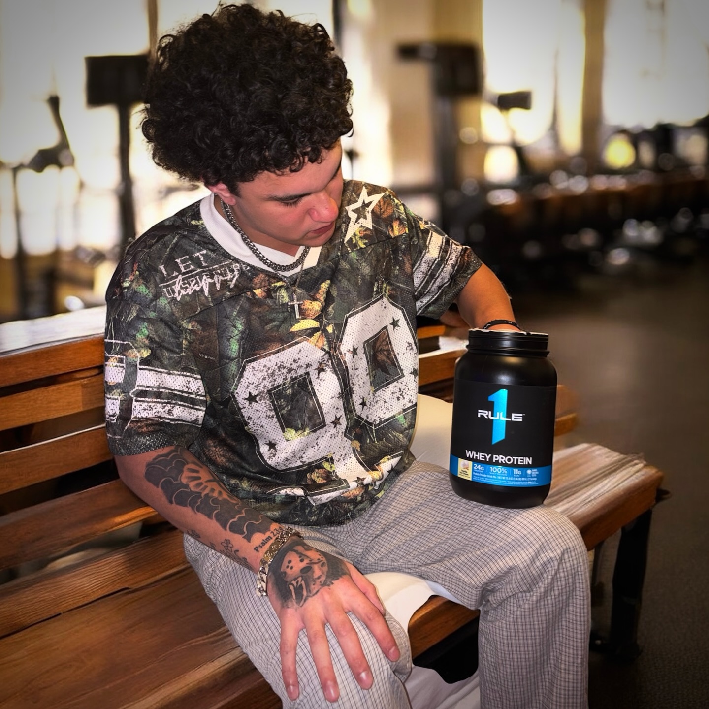 Instagram post by @tygoretcki for Rule One Proteins. Caption reads: [...] out on my protein for the day....