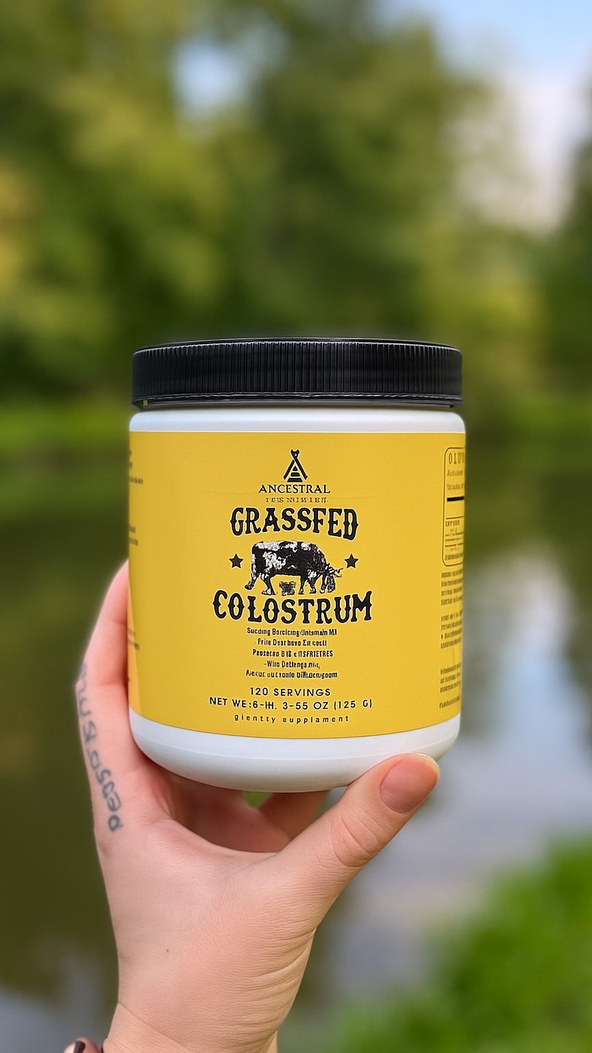 Instagram post by @agirlnamedemilyyy for Ancestral Supplements. Caption reads: Grass fed beef colostrum!!!
1️⃣Immune....
