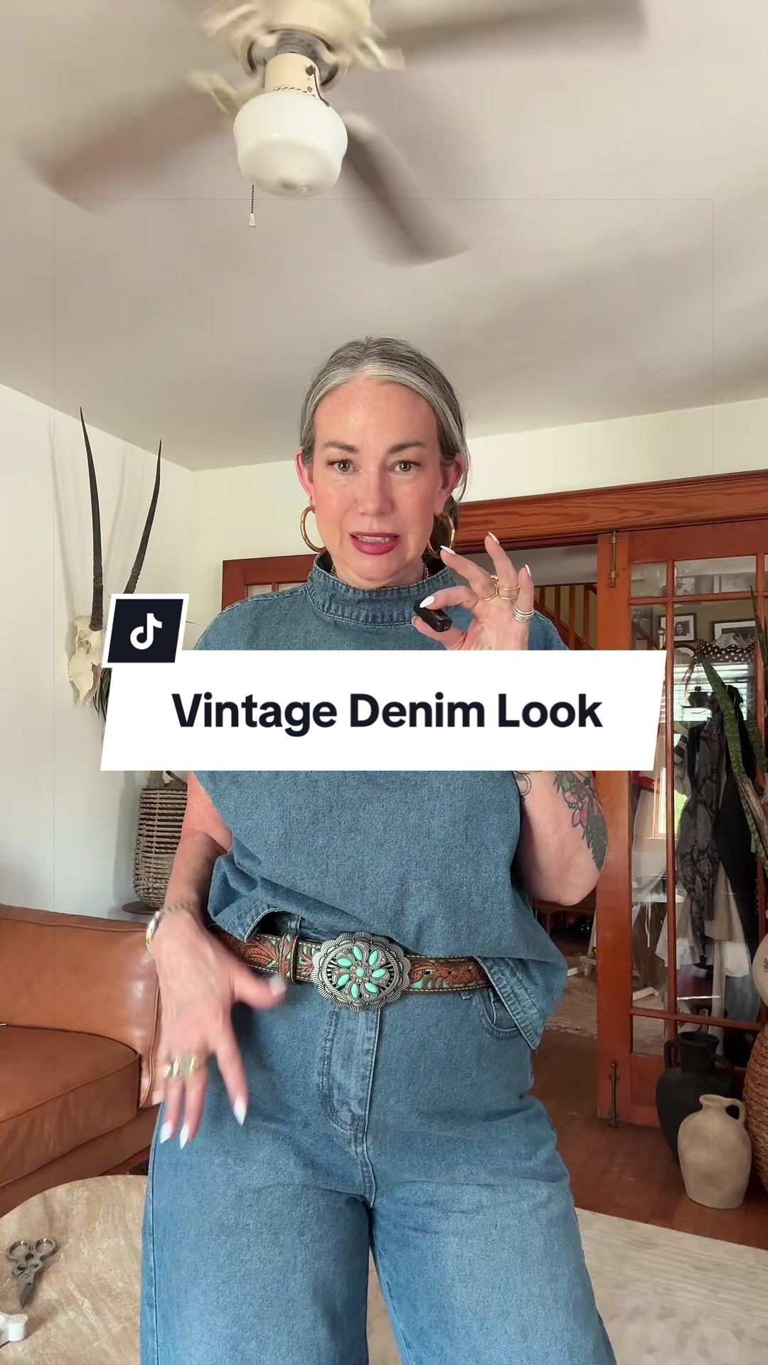 TikTok post by @aestheticaleestyles for uoozee. Caption reads: Another two piece set by @UOOZEE US vintage denim....