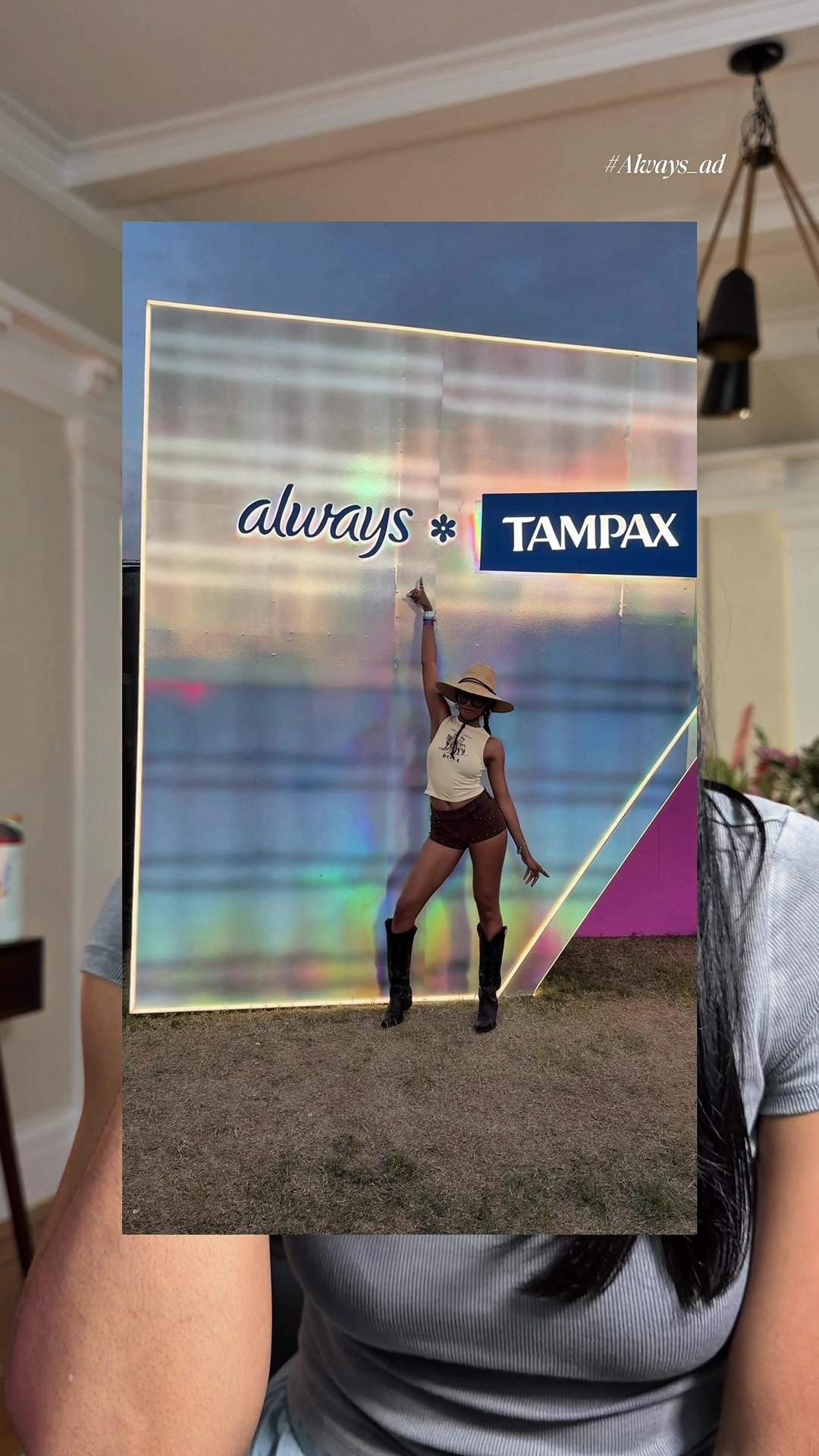 TikTok post by @adriannaraq for Always. Caption reads: #Always_Ad #Always_Brand I'm partnering with [...].