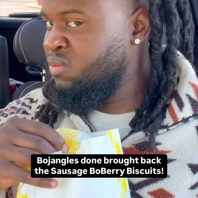 Instagram post by @hakimesley for Bojangles. Caption reads: Sausage BoBerry Biscuits are back! @bojangles....