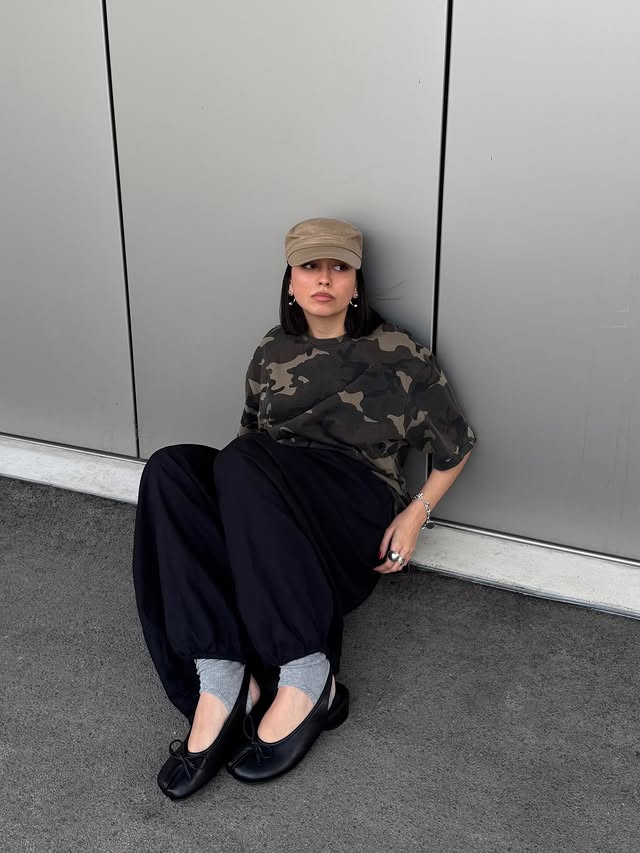 Instagram post by @mariarosingana for Raboesy. Caption reads: all things camo @raboesyofficial ad.
