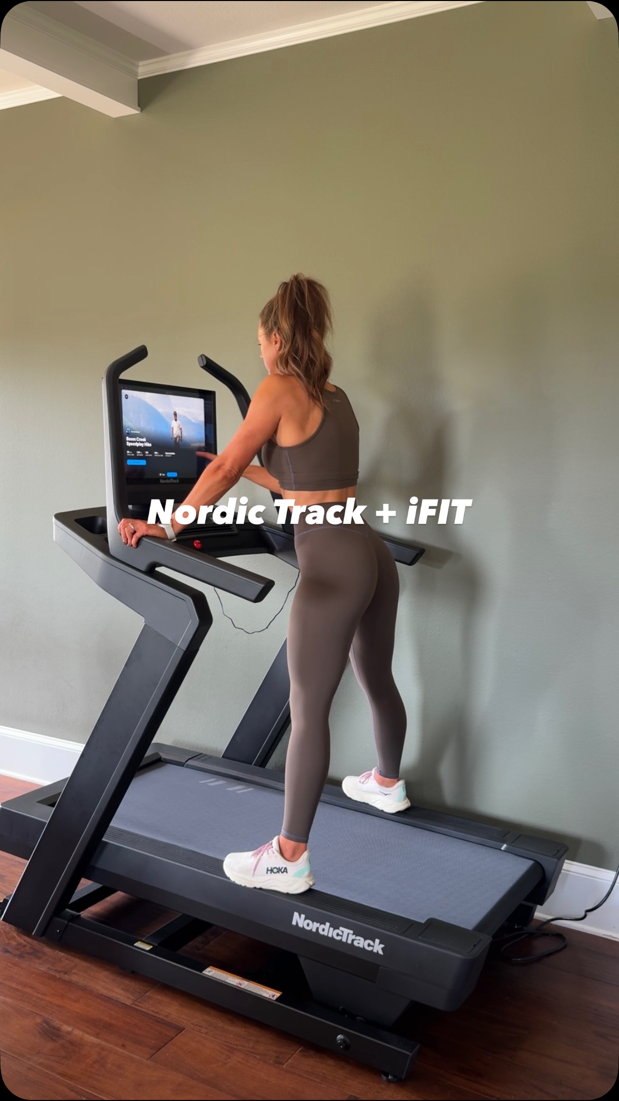 Instagram post by @desiraebfit for NordicTrack. Caption reads: Active recovery day, hiking in the mountains from....