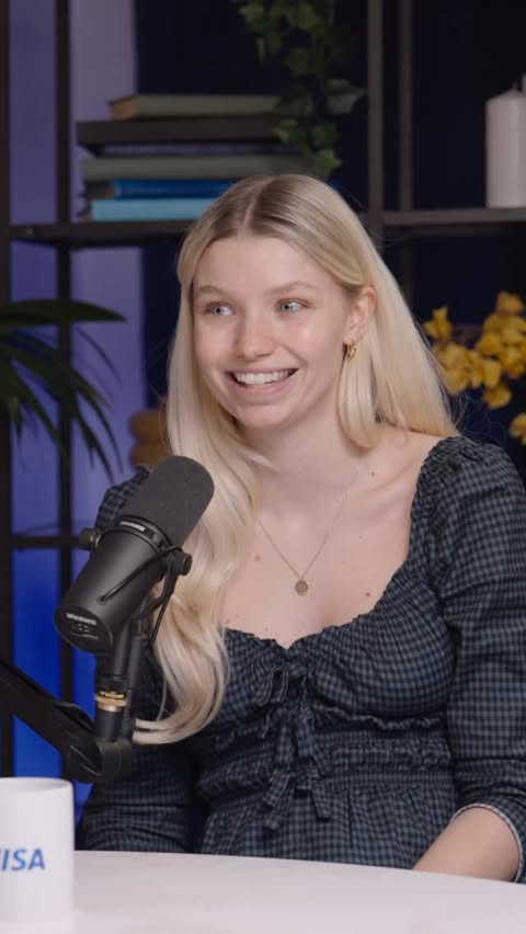 Instagram post by @maddieborge for Visa. Caption reads: [...] full episode on the Money Minds hub on....