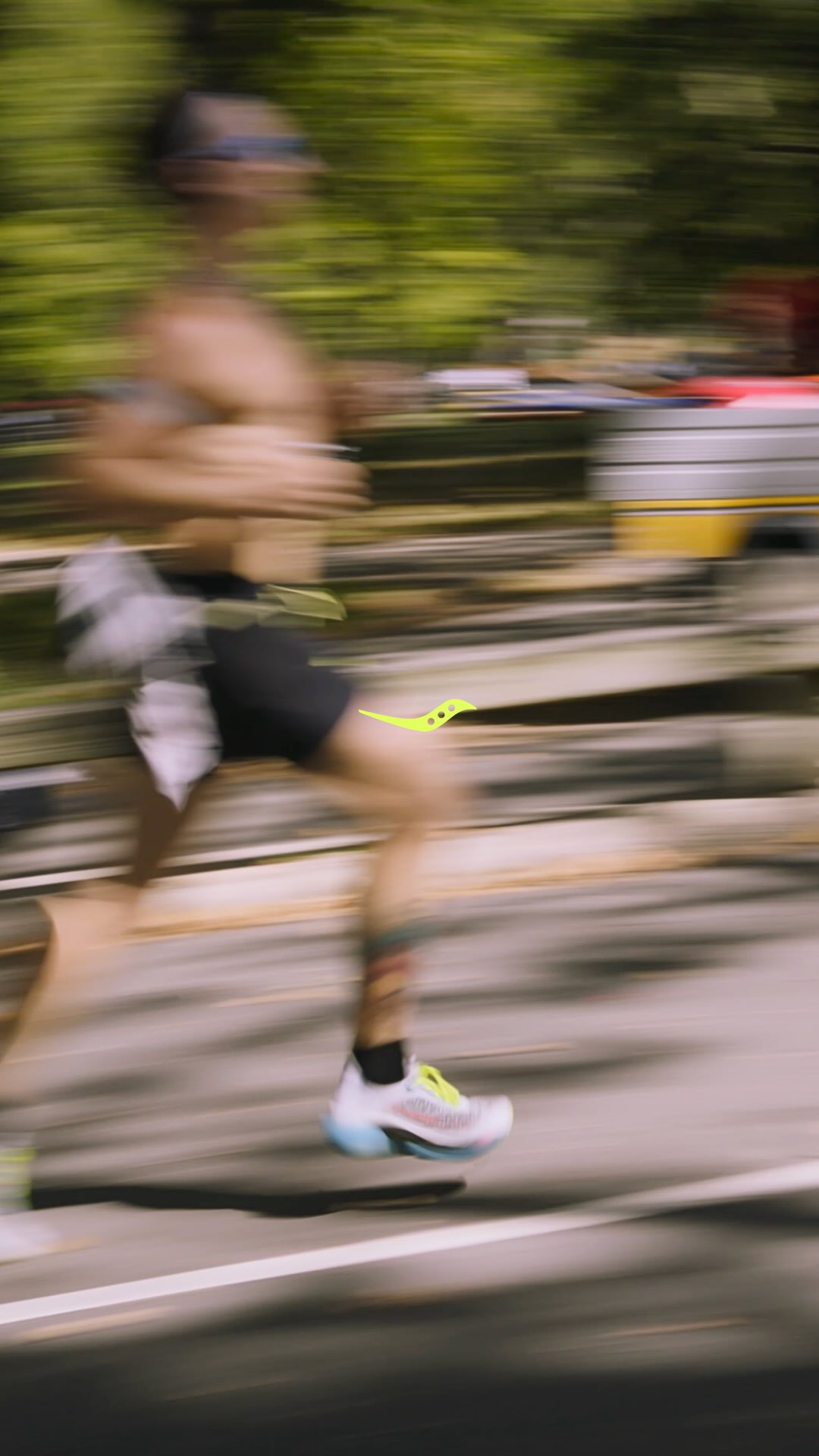 Instagram post by @shamyruns for Saucony. Caption reads: Calling my shot. In 25 days we fly.🗽 Dialing in....