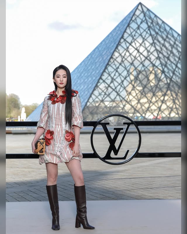 Instagram post by @yifei_cc for Louis Vuitton. Caption reads: [...] and inspiring designs at the Louis Vuitton....
