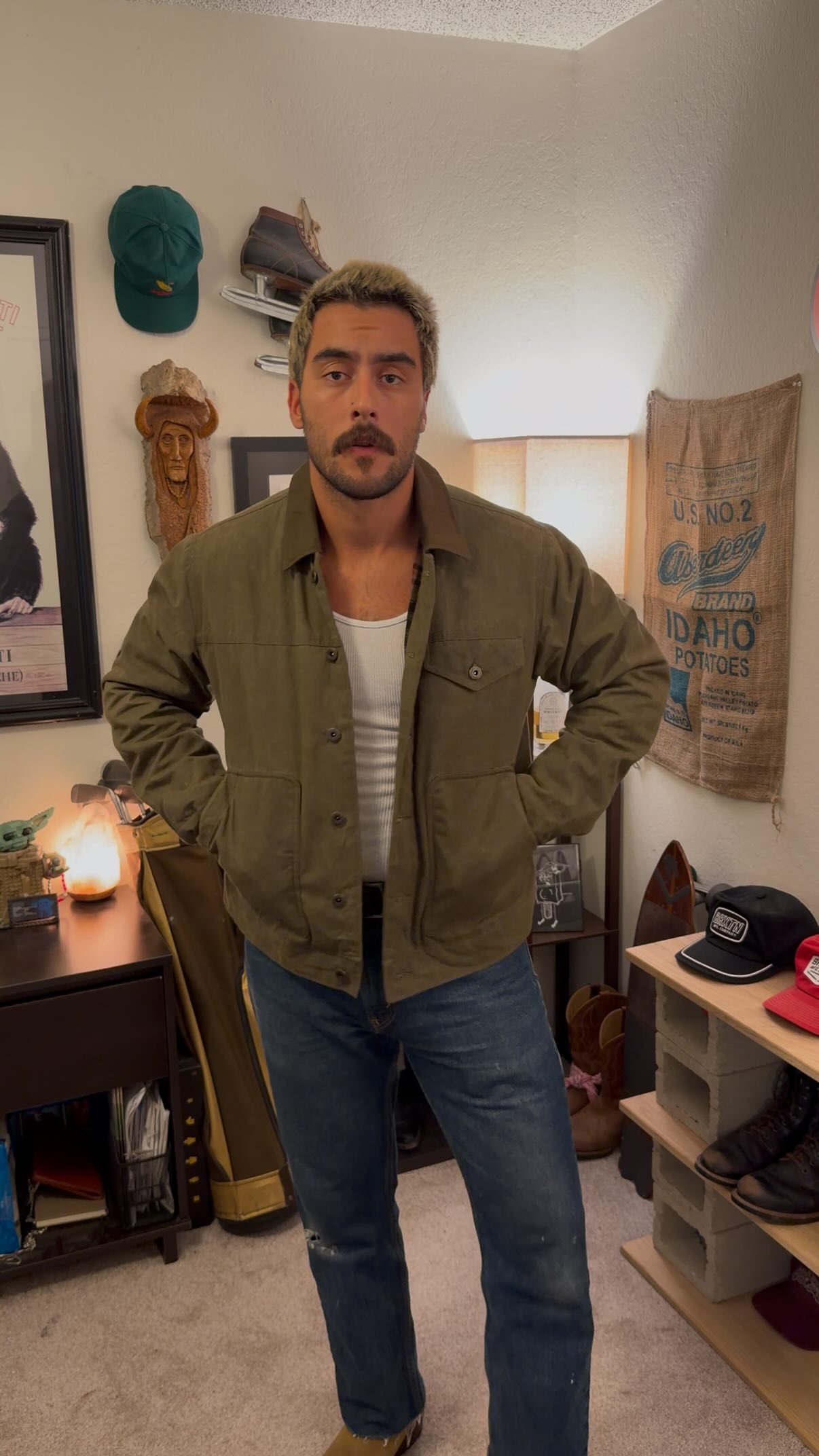 Instagram post by @derringersilva for Bespoke Post. Caption reads: Jacket season is upon us 👀
•
•
•
#mensfashion....