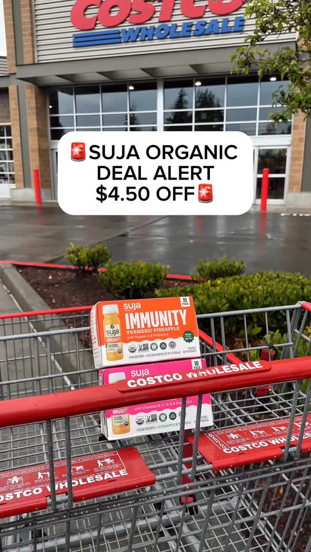 Instagram post by @costcodeals for Suja Organic. Caption reads: #ad 
🚨SUJA ORGANIC DEAL ALERT🚨

✨ Grab BIG....