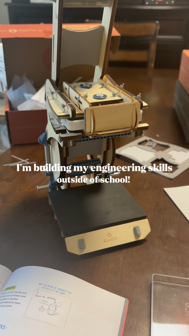 Instagram post by @engineering_w_ky for KiwiCo. Caption reads: How I’m building my engineering skills outside of....