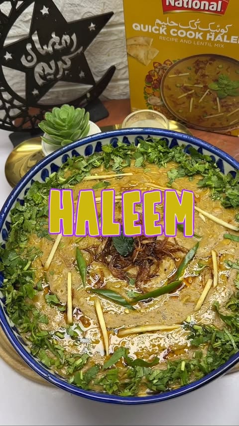 Instagram post by @khanapakanawithbeena for National Foods. Caption reads: [...] haleem ghar mein aese banate hain!....