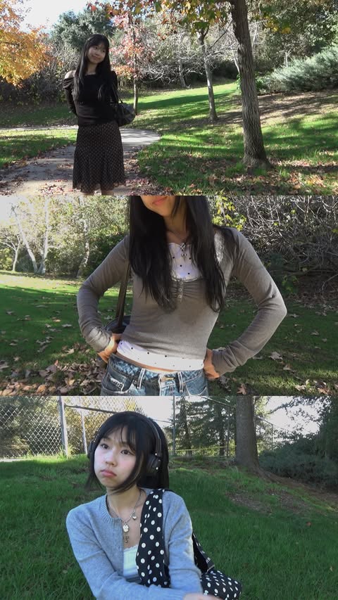 Instagram post by @yoojinslife for Urban Outfitters. Caption reads: polka dot outfits with @urbanoutfitters....