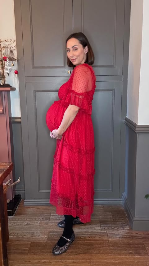 Instagram post by @ruthclaptonofficial for CHARLOTTE SIMONE. Caption reads: Christmas Day outfit sorted. Didn’t think I’d be....