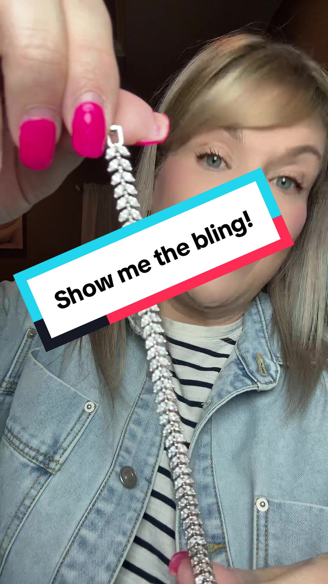 TikTok post by @jenniferokiegal for Pavoi. Caption reads: Show me the bling! @PAVOI #pavoijewelry #bling....