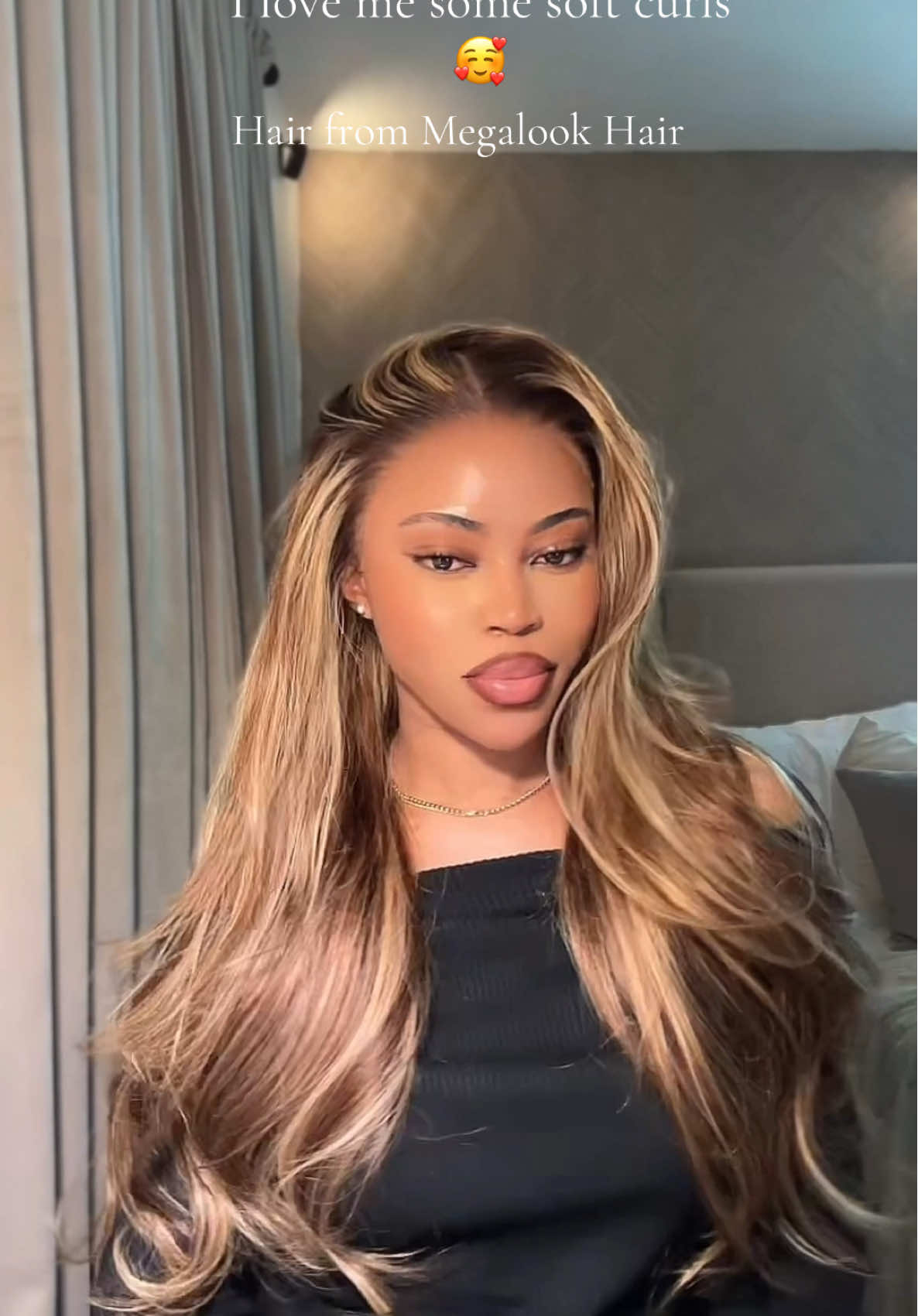 TikTok post by @sarahsmensah for Megalook. Caption reads: Like is it curled? Is it not?🥰 @Megalookhair....