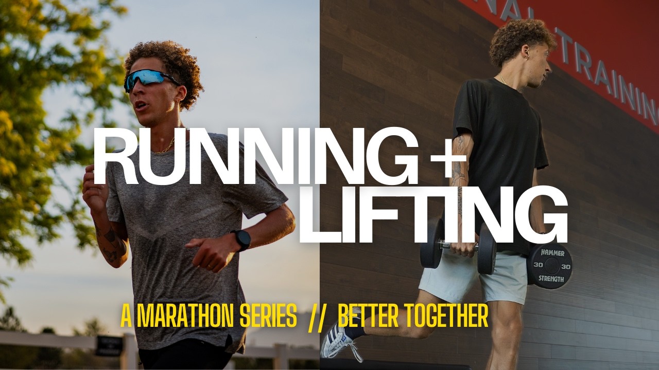 YouTube post by @AdamWoodRuns for Ucan. Caption reads: My FULL Strength Routine for Marathon | Better....