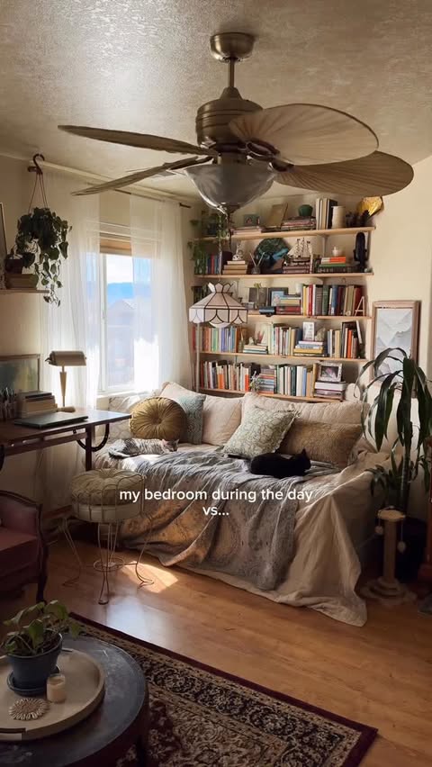 Instagram post by @lifewith.hopee for Govee. Caption reads: [...] #ad #HomeDecor #CozyBedroom #CozyHome....