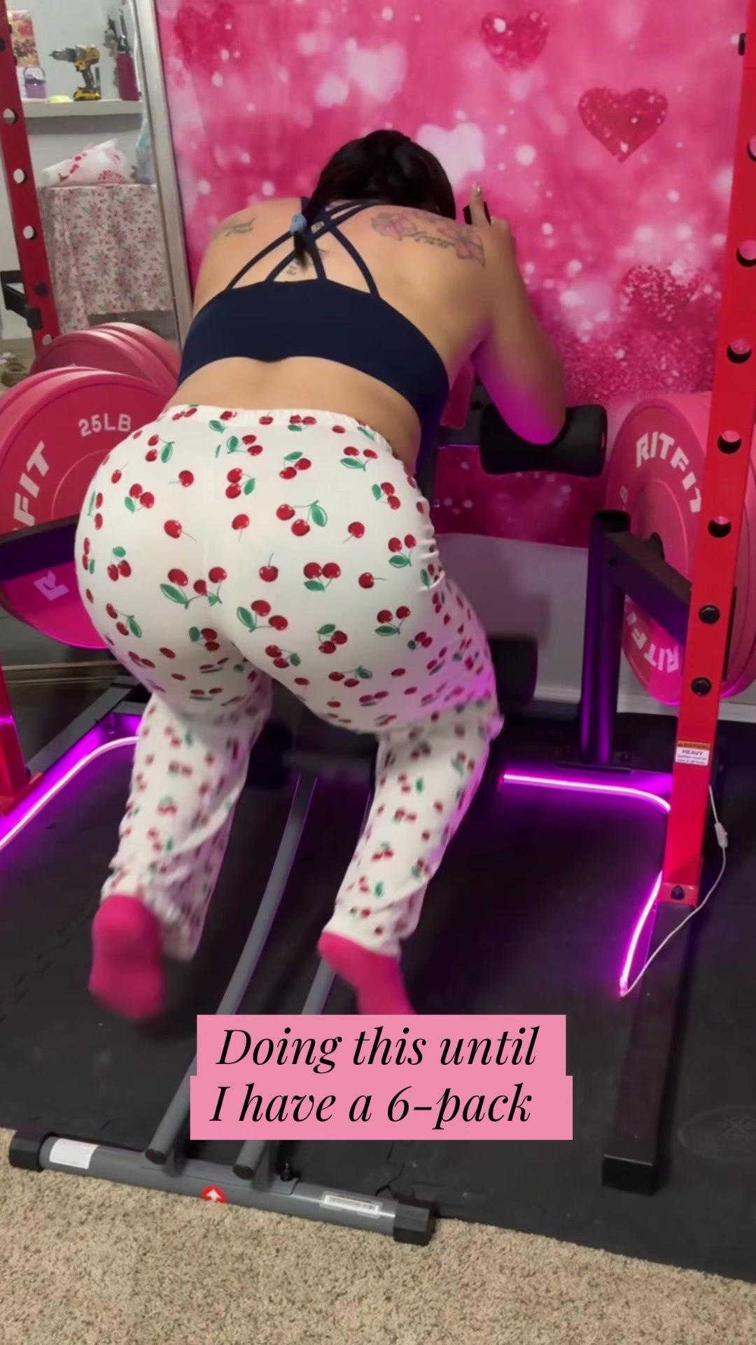 TikTok post by @gym_arlene for Sunny Health & Fitness. Caption reads: [...] #NewDropsForYou #abglider #pink....
