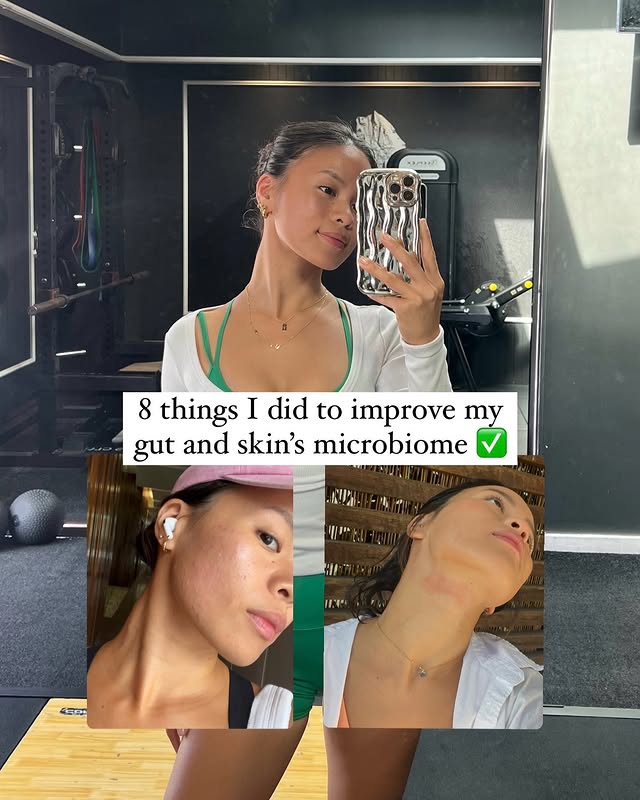 Instagram post by @prettyprogress23 for Amperna. Caption reads: Save this post to elevate your gut and skin!....