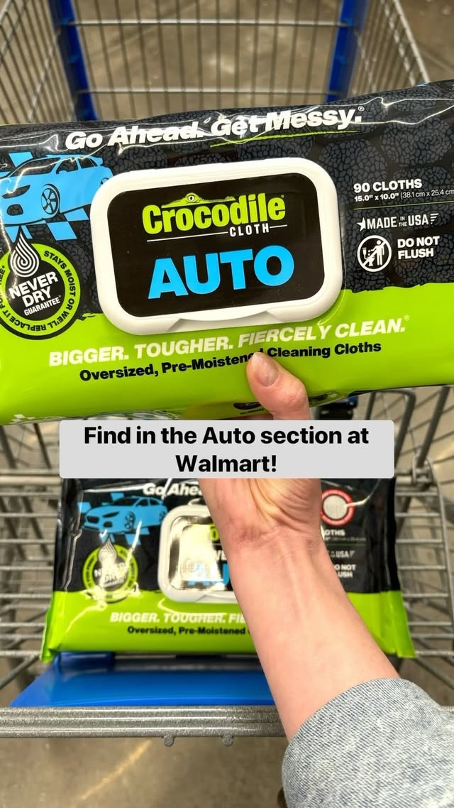 Instagram post by @whoawaitwalmart for Crocodile Cloth. Caption reads: Introducing Crocodile Cloth: 🐊💪 Say goodbye to....
