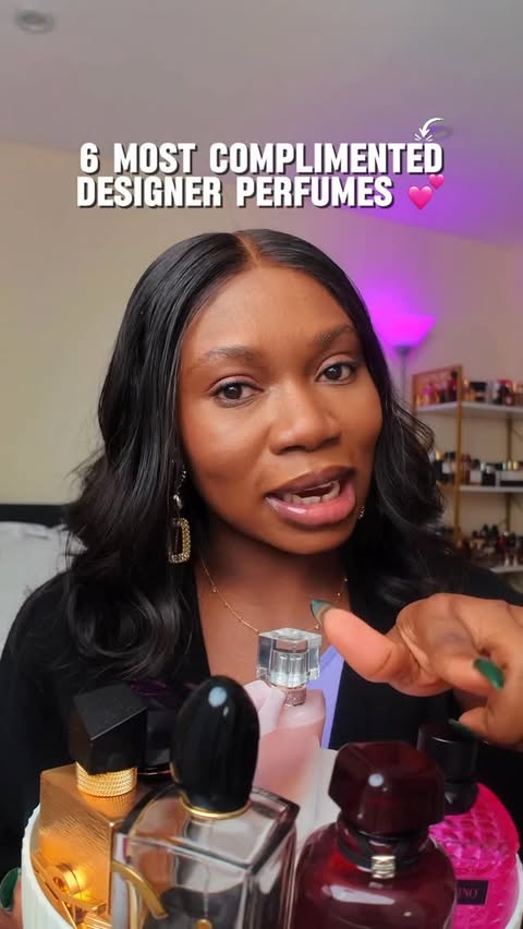 Instagram post by @vicckyalfa for The Perfume Shop. Caption reads: What are some of your most complimented designer....