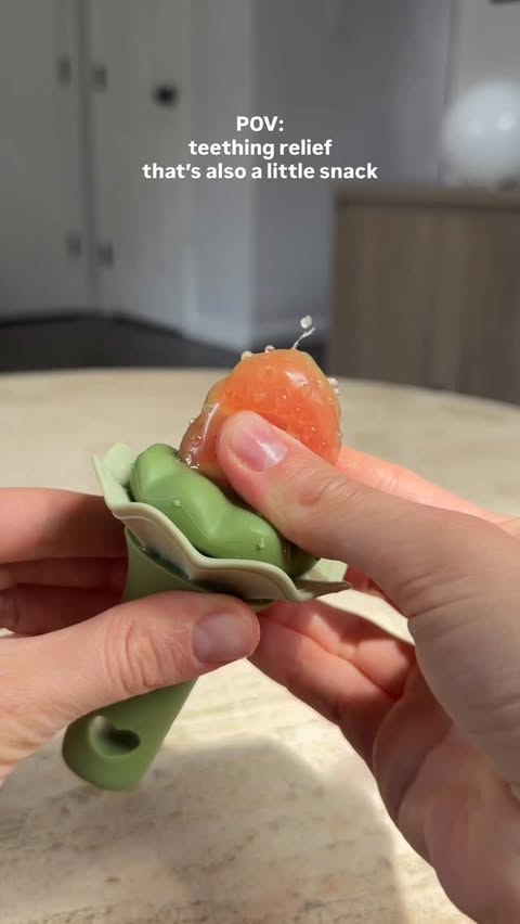 Instagram post by @sazonov__a for Moonkie. Caption reads: [...] it🥹 #teething #foodfeeder #babyfood....