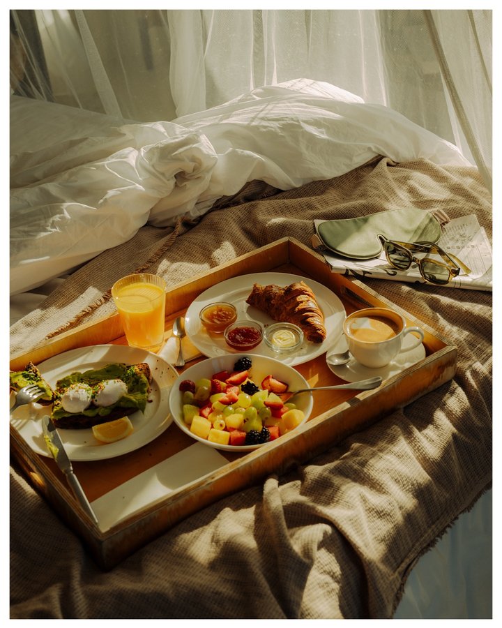 Instagram post by @julianimkephotography for Soho House. Caption reads: Room service and other delights captured for....