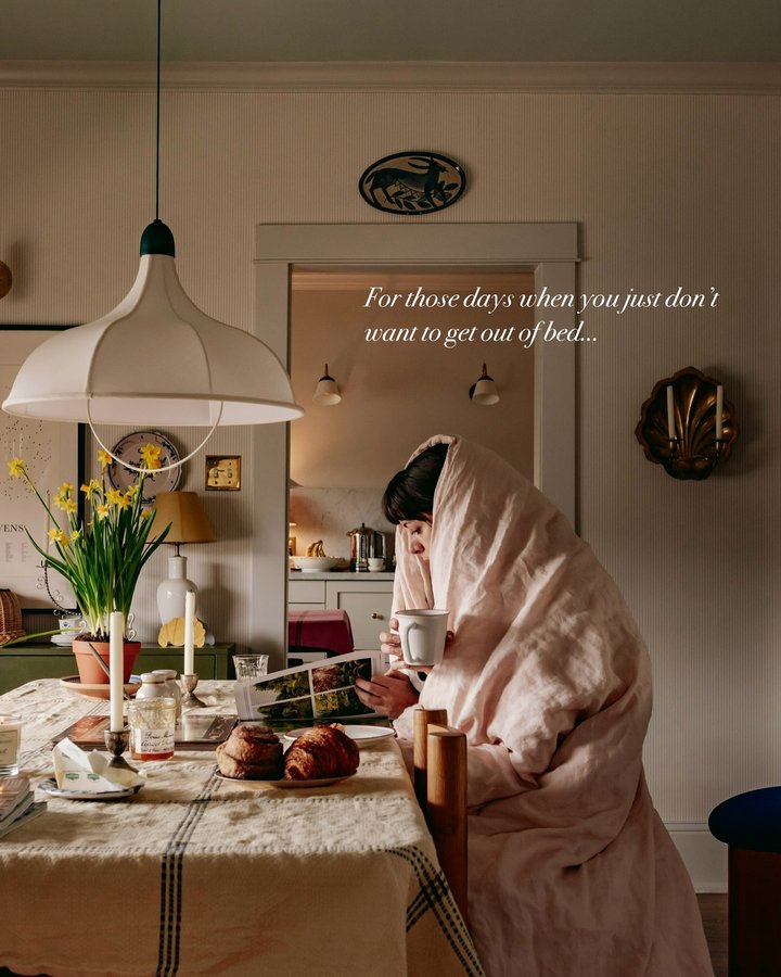 Instagram post by @chalkwhitearrow for Garnet Hill. Caption reads: For those days when you just don’t want to get out....