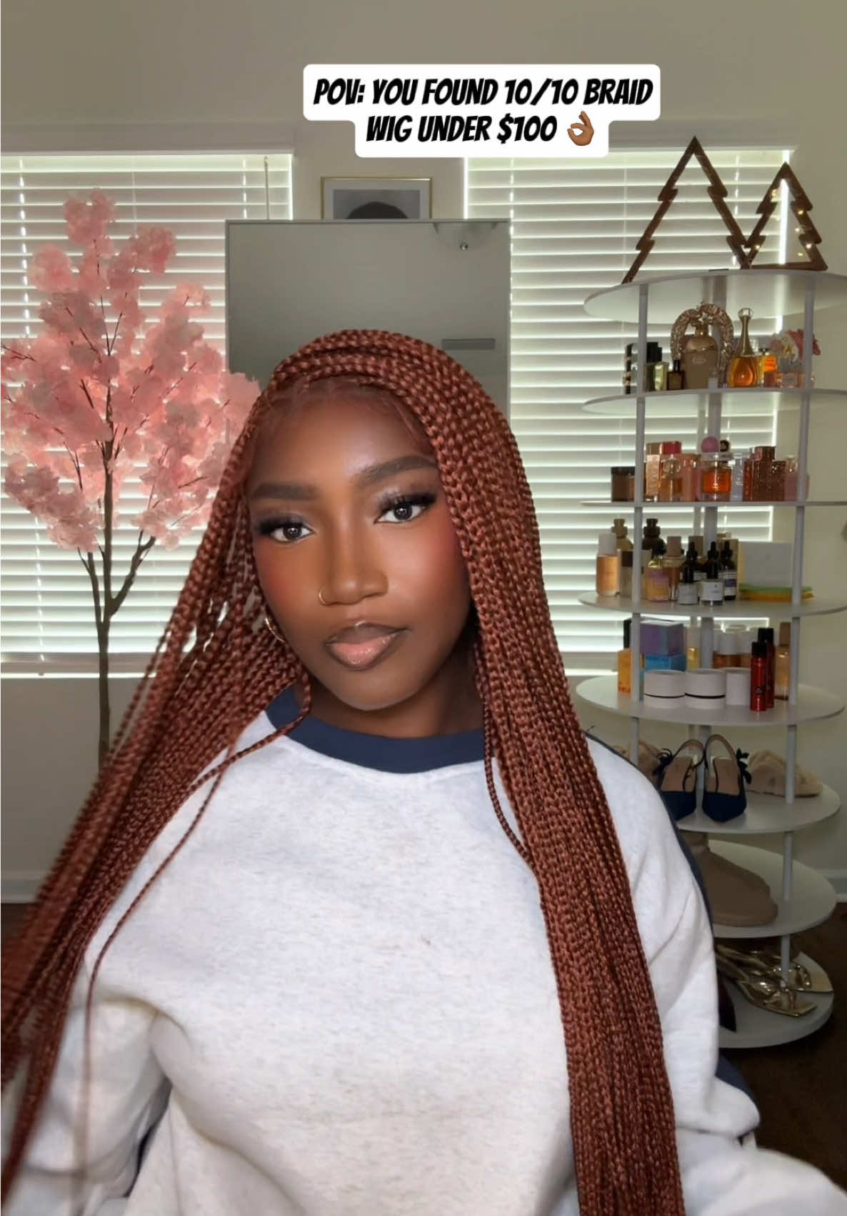 TikTok post by @mimibelleofficiel for Supernova Hair. Caption reads: [...] #wigtok #protectivestyles #boxbraids....