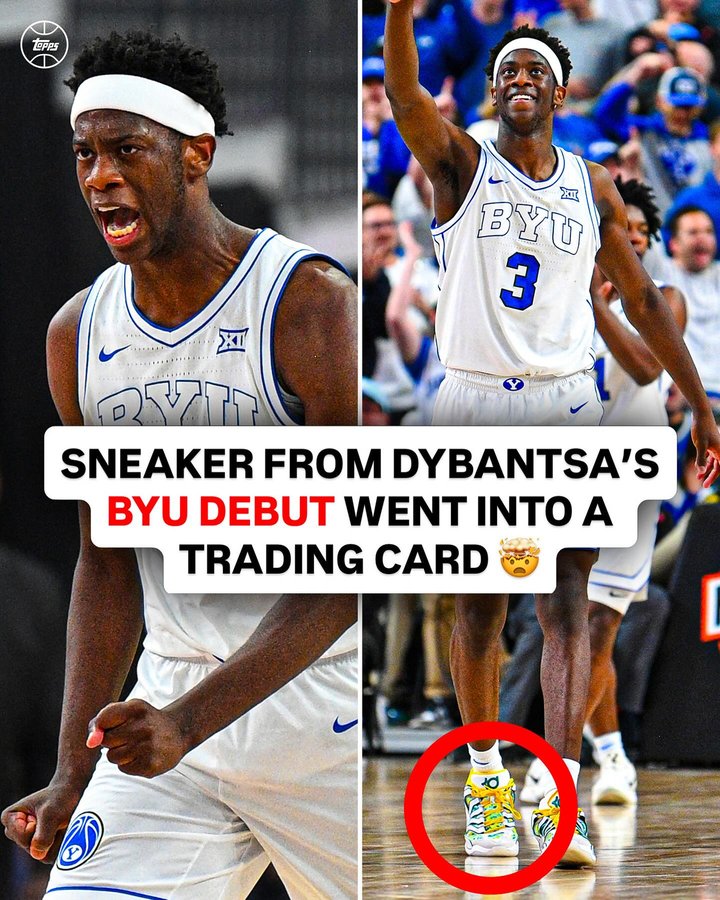 Instagram post by @aj.dybantsa for Topps. Caption reads: The game-worn “Rookie of the Year” KD 18 from AJ....