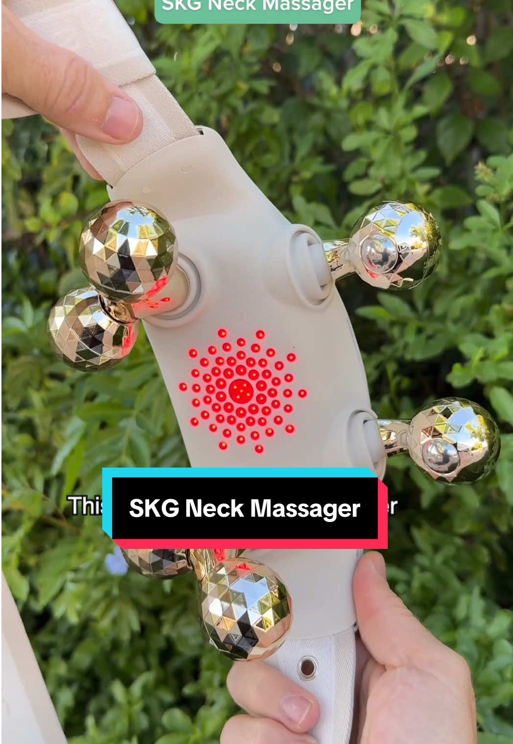 TikTok post by @trutech for SKG Health. Caption reads: This SKG Neck Massager with Heat makes a great....