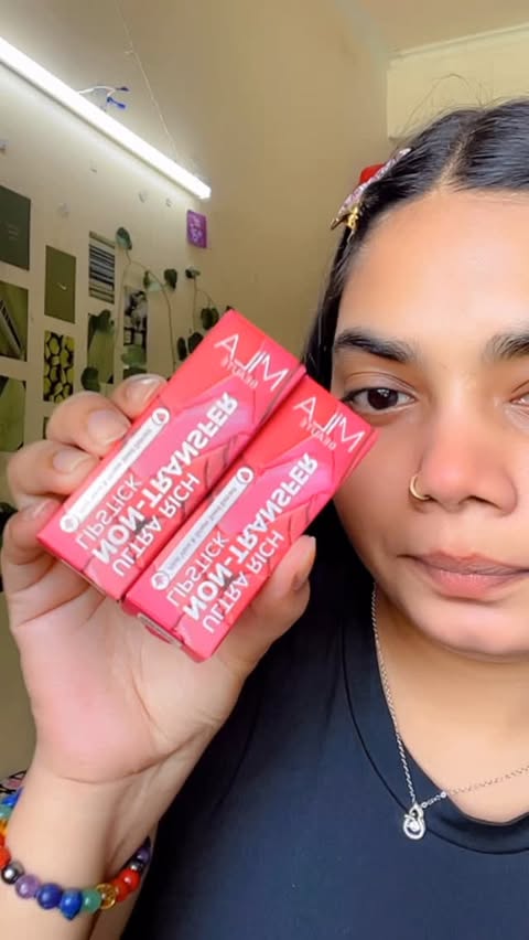 Instagram post by @_jiyaarajput15 for Mila Beauté. Caption reads: [...] non- transfer lipstick. @officialmilabeaute....