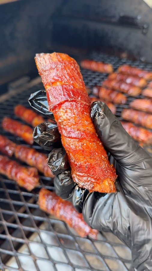 Instagram post by @girlgonegrilling for Bear Mountain BBQ. Caption reads: Smoked Shotgun Shells loaded with flavor and fired....