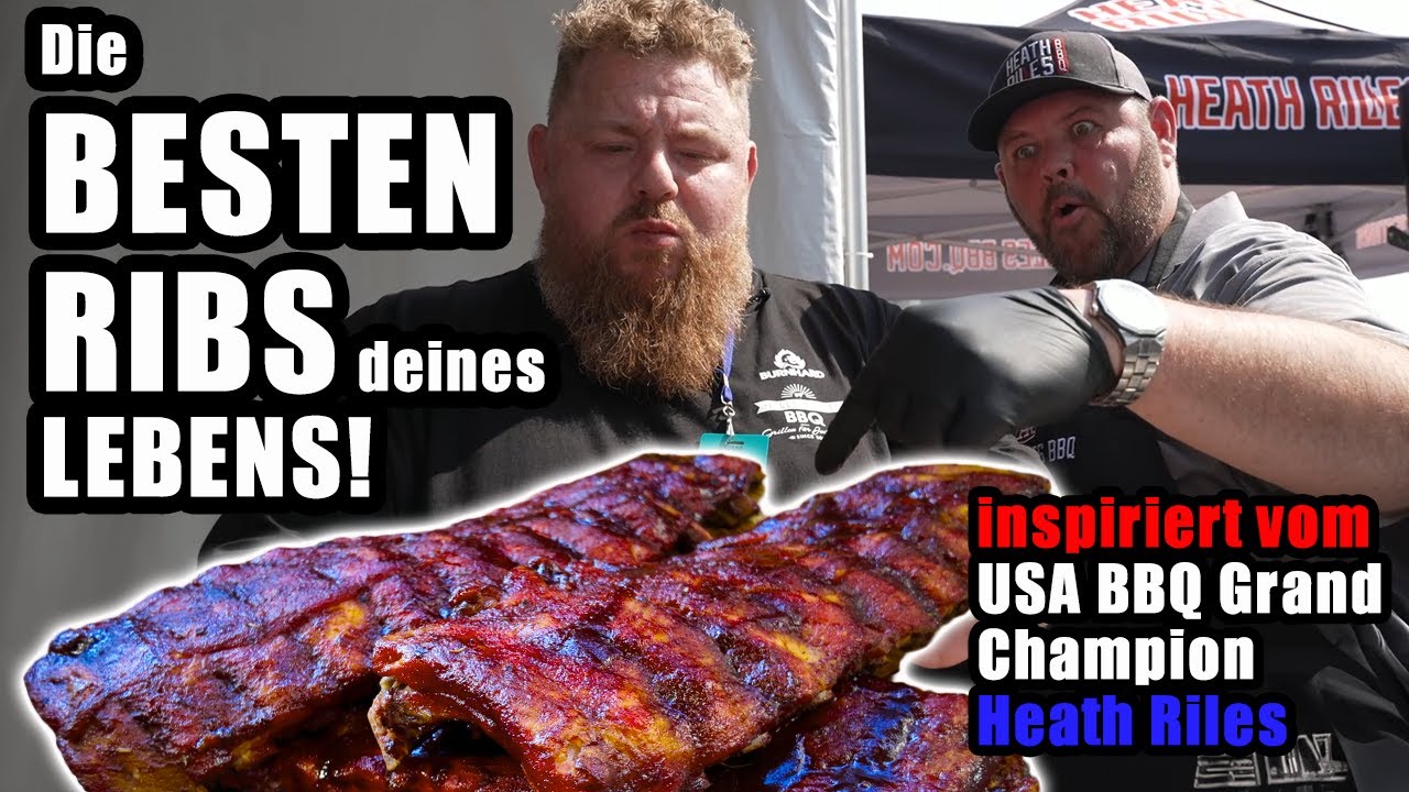 YouTube post by @BiggernoksBBQ for Heath Riles BBQ. Caption reads: [...] 🇺🇸🔥 I had the chance to meet....